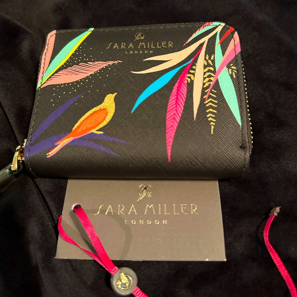 Stunning NWT Black Bamboo Design Sara Miller London Wallet